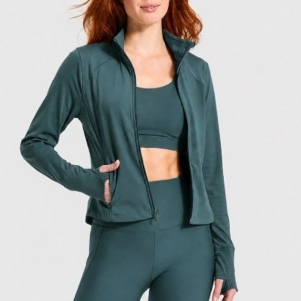 All In Motion Dark Teal Green Women's Dynamic Flex Full Zip Sports Jacket XXL